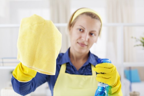 Cleaning supervisor checking service records after a complaint