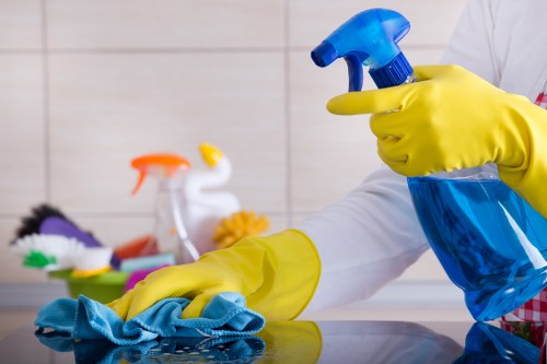 Professional cleaning team preparing a deep clean service