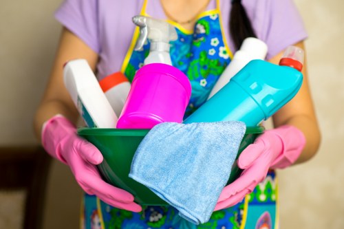 Cleaning desks and high-touch surfaces in a Deepcleaning office