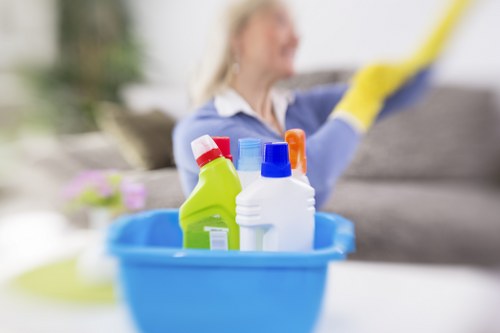 Careful cleaning of sofa fabric to remove embedded dirt and stains
