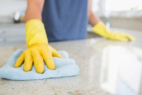 Cleaner preparing a detailed cleaning area with professional tools
