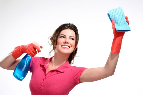 Thorough deep cleaning process in a bright interior space